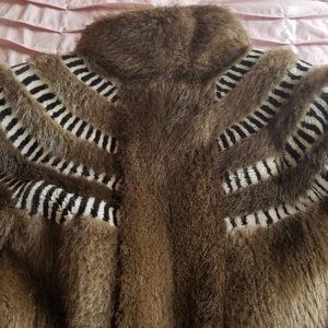 Women's Full Length Sheared Beaver Coat w/ Mink Trim   Sz 10-12   Made in Canada